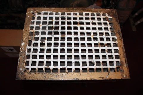 Antique Victorian Register Heating Grate Vent #18 Cast Iron Squares LARGE Cover