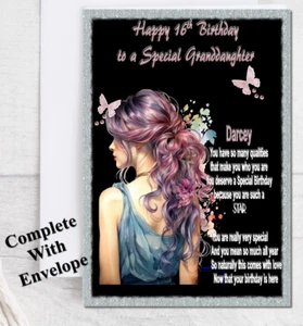 Personalised Birthday Card butterflies & inspiring verse Daughter Granddaughter - Picture 1 of 2