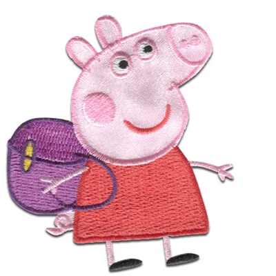 Aufnäher / Bügelbild - Peppa Wutz "Rucksack" - rot - 6,0 x 7,0 cm - Patches Aufb - Bild 1 von 4