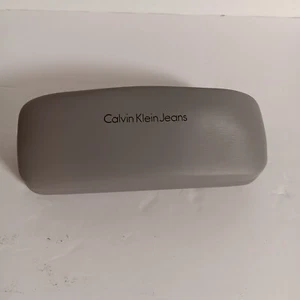 CALVIN KLEIN Gray Faux Leather Hard Clam Shell Sunglasses Eyeglasses Case - Picture 1 of 7