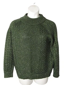 H&M M Dark Green Metallic Sparkle Cable Knit Sweater - Picture 1 of 3
