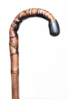 Bastón bastón antiguo vintage de bambú de plata esterlina con mango de ladrón de Inglaterra Foto 1 de 4