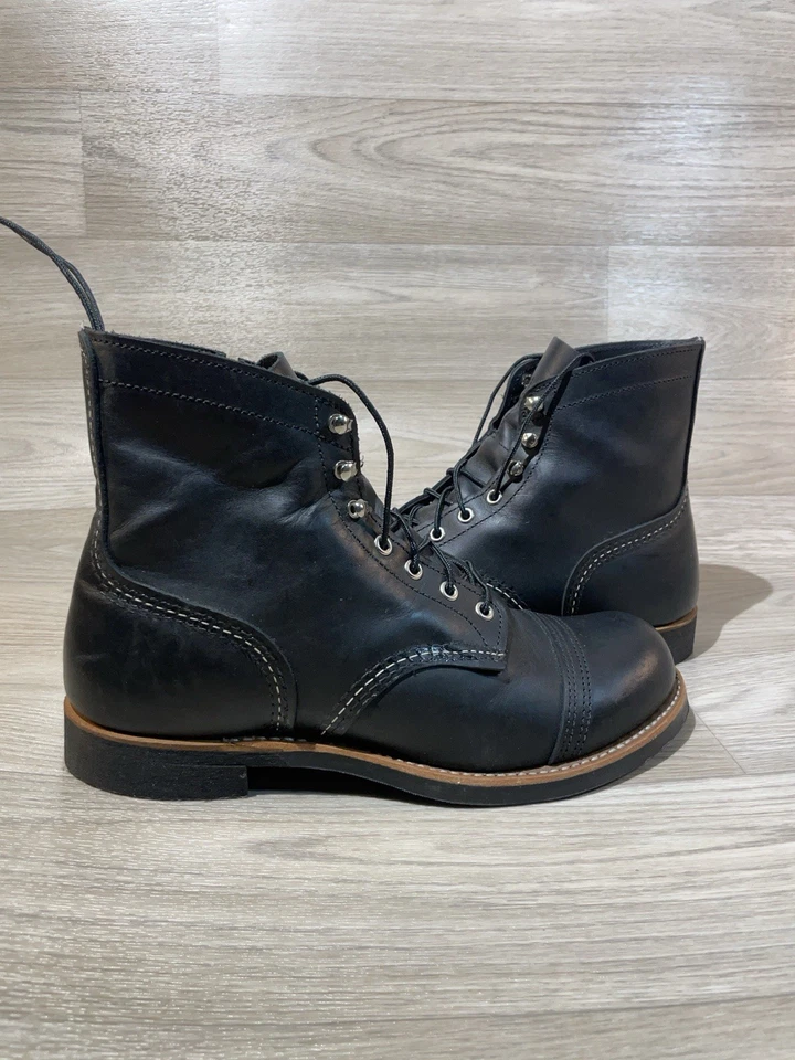 Red Wing 鞋 Iron Ranger 8084 尺码 9.5 D 男式靴子黑色美国制造二手 — 第 1/4 张图片