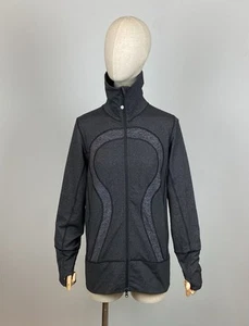 LULULEMON in Stride Grey Thumbholes Big Logo Full Zip Active Sweatshirt Sz L/XL - Picture 1 of 16