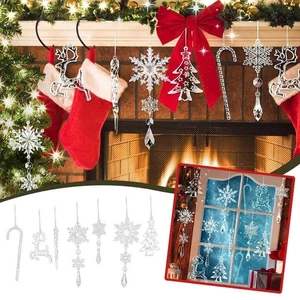 18x Decoración de Navidad Adornos de Cristal, Colgante Acrílico Navidad Copo de Nieve≮ - Imagen 1 de 12