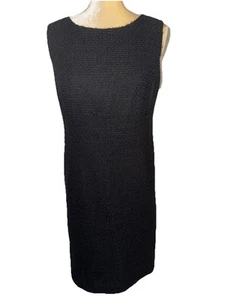 Abito tubino Lafayette 148 nero lana tweed taglia 8 - Foto 1 di 6