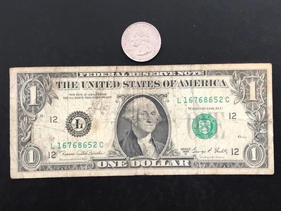 1969-D United States $1 Dollar Bank Note - San Francisco L - Circulated - Image 1 of 2