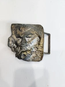 XXL Devil Forest Green Man Sun God Face Trippy Hippie 1970s Vintage Belt Buckle - Picture 1 of 3