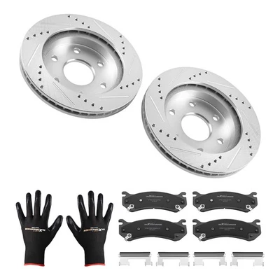 Kit de rotores de freno delanteros perforados + pastillas de cerámica para Chevrolet Express 1500 2003-2008 Foto 1 de 4