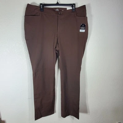 St. Johns Bay 女式 20W 棕色直筒中腰裤方便贴合弹力 — 第 1/4 张图片