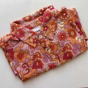 Social Tourist Linen Blend Women’s Button Up Blouse Hollister 70s Hippie Boho S - Picture 1 of 14