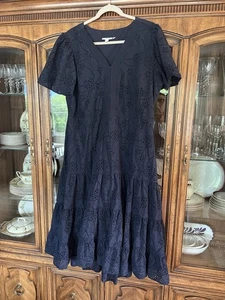 Womans Chico's Navy Eyelet Midi Dress, Size 3.5, XL - excellent used condition - Picture 1 of 9