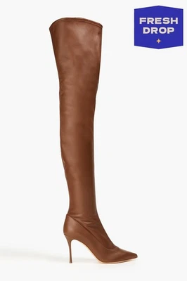 RRP€1100 SERGIO ROSSI Leather Over The Knee Boots US7.5 UK4.5 EU37.5 Heel - Image 1 of 4