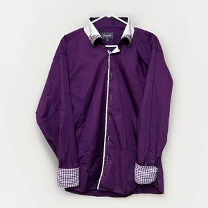 Camisa Maceoo Para Hombres Talla 5/XL Manga Larga Con Botones Púrpura Puños Abatibles - Imagen 1 de 12