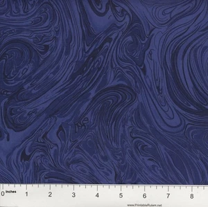 Navy Blue Marbled Paint 100% Cotton Quilting Fabric Material by the Yard - Picture 1 of 1