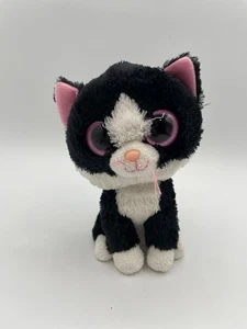 Ty Beanie Boos Pepper Plush 6" Kitty Purple Solid Eyes Black White Cat 2012 - Picture 1 of 10