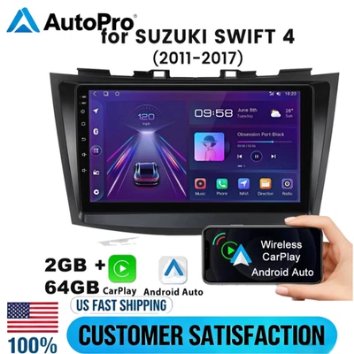 Radio estéreo para automóvil 2+64G para Suzuki Swift 2011-2017 GPS navegación Carplay Android 15 EE. UU. Foto 1 de 4