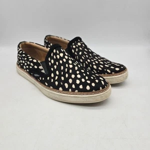 UGG Soleda Calf Hair Animal Print Dot Slip-On Loafers Shoes Black Cream Size 8 - Picture 1 of 10