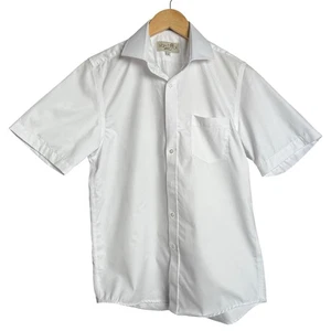Van Dyck Platinum White Button Dress Shirt Boys Sz 18 Short Sleeve Easy Care - Picture 1 of 4