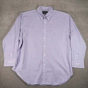 Lauren Ralph Lauren Non Iron Blue Purple Plaid Mens Button Shirt Size 18 34/35 - Picture 1 of 12