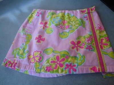 CUTE LILLY PULITZER PINK GREEN COTTON TURTLE THEME SKORT SIZE 4T - Image 1 of 4