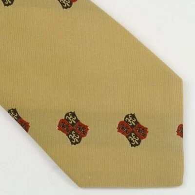 Vintage años 60 70 bordado flor de lis cresta rayas marrón tostado 57"x3,25" polietileno Foto 1 de 4