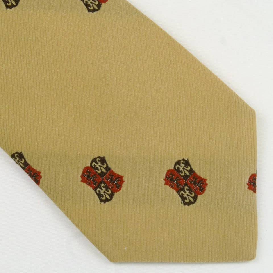 Vintage años 60 70 bordado flor de lis cresta rayas marrón tostado 57"x3,25" polietileno Foto 1 de 4