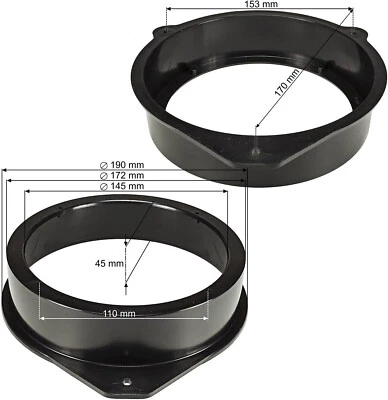 EVOTUNING Anelli Adattatori Altoparlanti Casse Anteriori o Posteriori Audi A4 2001>2008