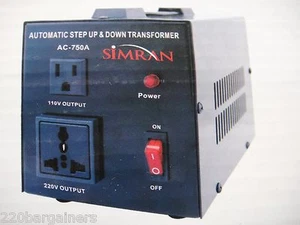 Convertidor de voltaje Simran AC750A 110V 220V CA 750W máximo transformador paso arriba hacia abajo - Imagen 1 de 5