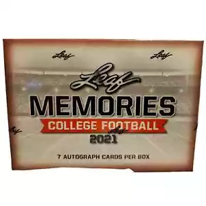 2021 Leaf Memories College Football Hobby Box New Factory Sealed 7 Auto Cards - Picture 1 of 2