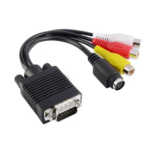 M20 VGA to RCA Cable - 15-pin VGA Plug to TV S-Video & 3 Cinch AV Cable - Picture 1 of 13