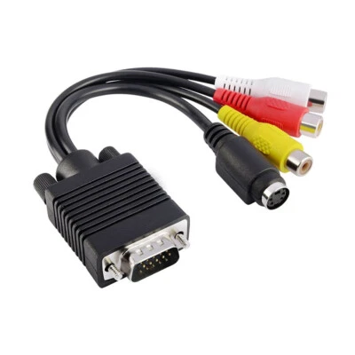 M20 VGA to RCA Cable - 15-pin VGA Plug to TV S-Video & 3 Cinch AV Cable - Image 1 of 4