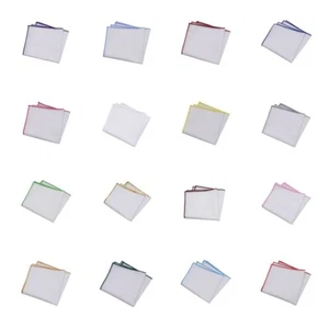 Colorido pañuelo cuadrado color liso con borde de costura blanco bolsillo para hombre Hanky - Imagen 1 de 25