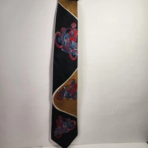 Y2K Bugle Boy Necktie Tie Motorcycle Motorcyclist - Picture 1 of 4
