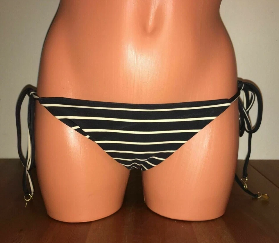 Parte inferior de natación de bikini a rayas negra/marfil talla pequeña Tori Praver para mujer - Foto 1 de 1