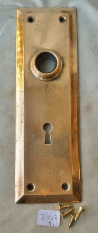 Door Knob Back Plates  (single) RED Brass Antique Mission  7"h x 2 1/4"w Cover