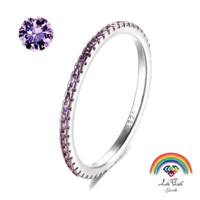 Anello Veretta Girodito Lilla in argento 925 rodiato - Rainbow Collection - Immagine 1 di 4