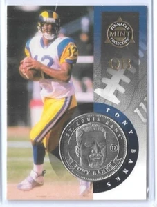 1998 PINNACLE MINT TONY BANKS SILBER ~ NICKELMÜNZE & GESTANZTE KARTE #17 - Bild 1 von 2