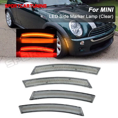 4x Clear Lens Front Rear LED Side Marker Light For 02-08 Mini Cooper R50 R52 R53 - Image 1 of 4