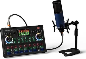 RUBEHOOW Gaming Audio Mixer für Streaming, PC Audio Interface, DJ Mixer mit Mikrofon - Bild 1 von 6