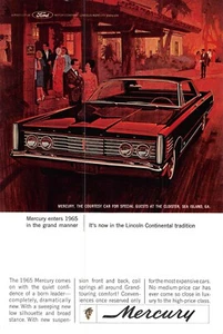 Mercury 1965 anuncio impreso vintage Grand Touring Lincoln Continental Tradition Luxury - Imagen 1 de 1