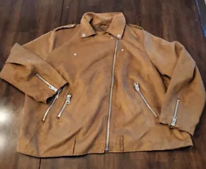 LEVI'S Womens 3X Brown Faux Suede Motorcycle Jacket Zip Up - Picture 1 of 15