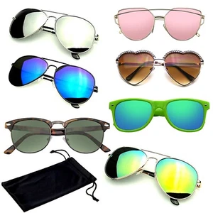 SUNGLASSES Mens Womens Mirrored Mirror Retro Vintage UV400 UVA UVB Sun Glasses - Picture 1 of 116