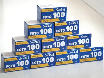 10x Svema FOTO-100 135/35mm 36exp. ISO 100 B&W Camera Negative Film - Image 1 of 4