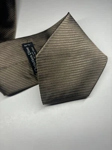 Christian Dior Vintage Solid Brown Striped Necktie Mens 100% silk tie 55” X3.25” - Picture 1 of 7