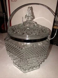 VTG Anchor Hocking Wexford Glass Ice Bucket Handled 10.5 in Tall - Picture 1 of 1