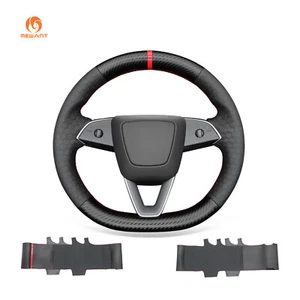 Funda de volante de cuero sintético en relieve de fibra de carbono MEWANT para Tesla Model 3 Highland - Imagen 1 de 10