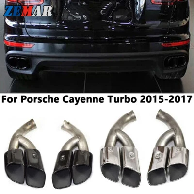 Car Exhaust Dual Tips For Porsche Cayenne GTS 2015-2017 Tail Muffler Square Pipe - Image 1 of 4