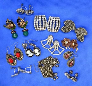 Lote de Pendientes Vintage con Clip, Gancho, Tornillo, Cristal Metal Plástico - Imagen 1 de 11