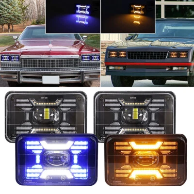 Faros LED Hi-Lo azul DRL ámbar 4 piezas 4X6" intermitente para Cadillac Fleetwood Foto 1 de 4